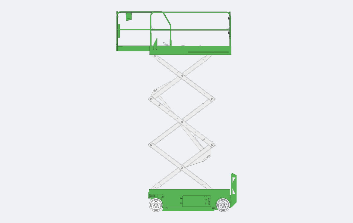 Scherenbühne MS10s – 9,80 m Arbeitshöhe, 454 kg Tragfähigkeit, Elektro