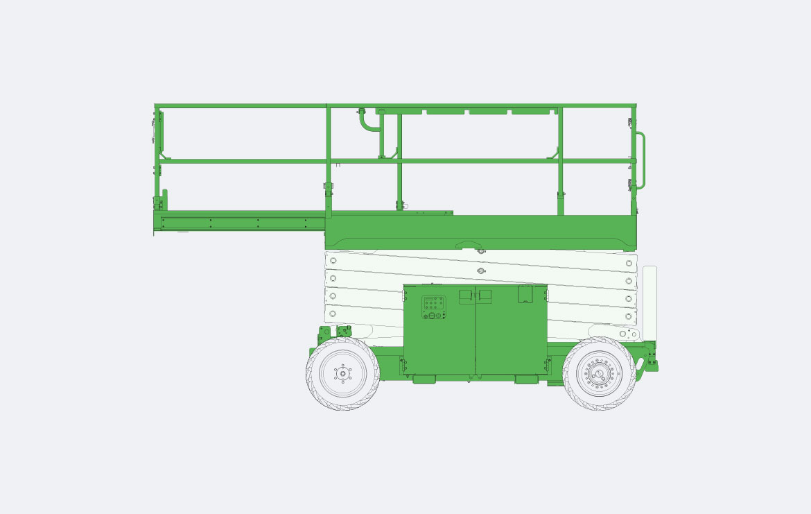 Hybrid-Scherenbühne MS14be – 14,12 m Arbeitshöhe