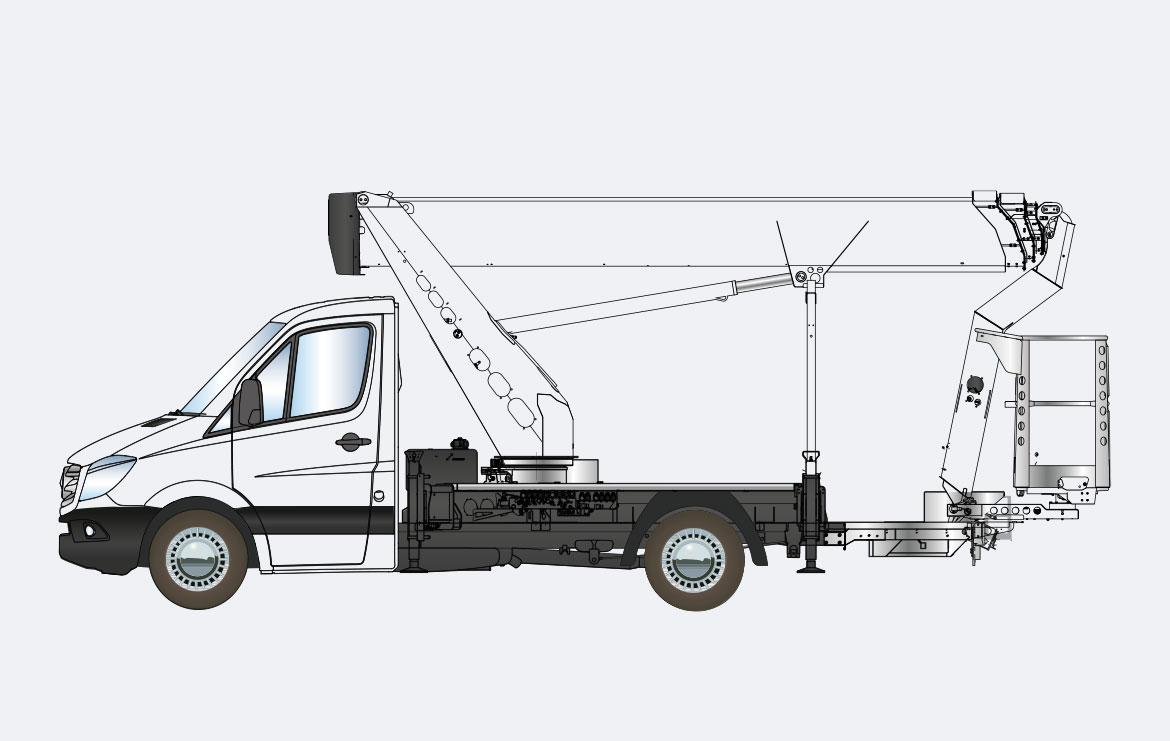 LKW-Arbeitsbühne TBR250 – 24,50 m Arbeitshöhe, 16,50 m Reichweite